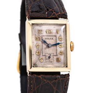 1930's Vintage Rolex Marconi Rectangular Watch in Solid 14k Yellow Gold (# 15425)