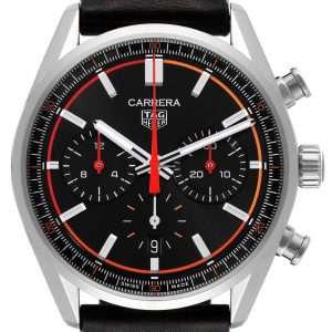TAG Heuer Carrera Chronograph Black Dial Steel Mens Watch CBN201C Box Card