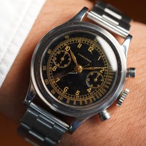 Longines 13ZN Chronograph Reference 4974 w Gilt Dial Unpolished w Extract